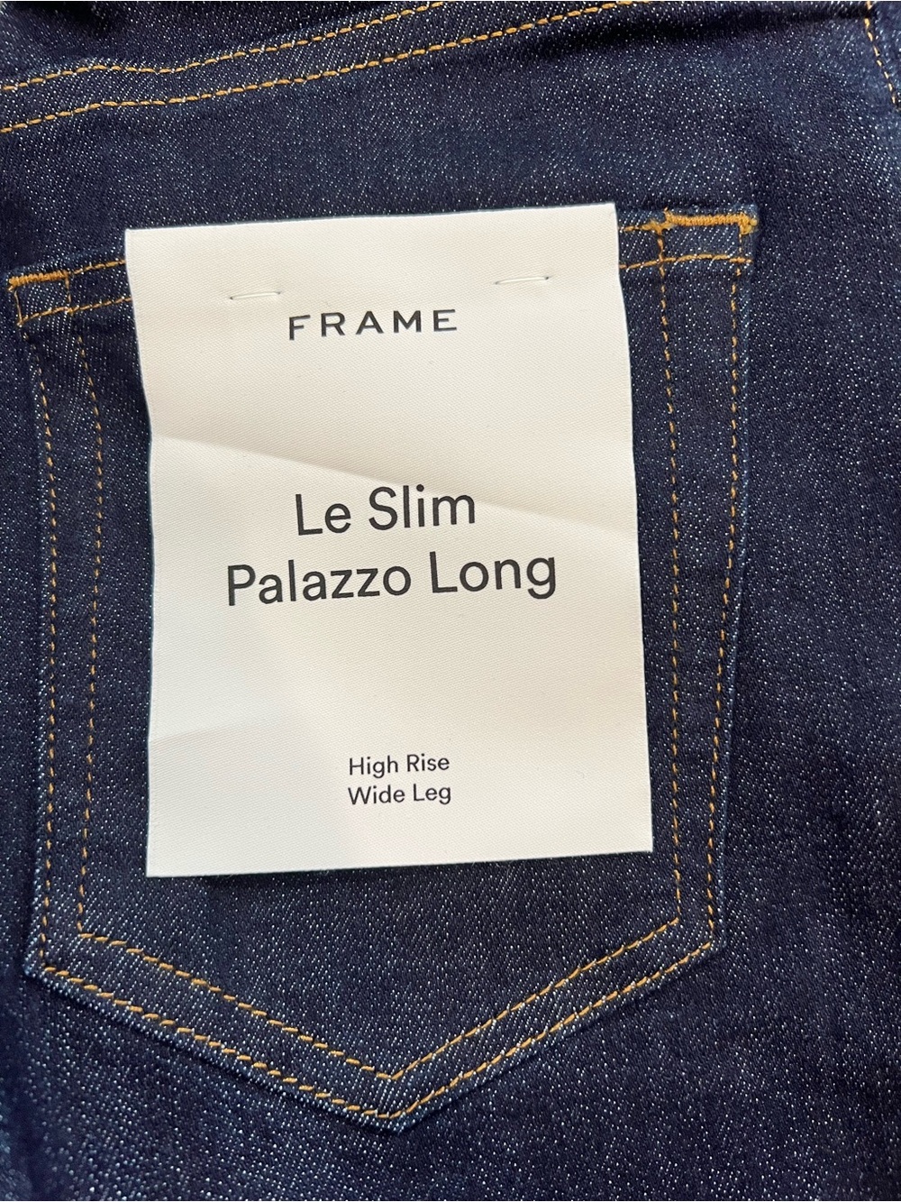 FRAME Le Slim Palazzo Long Jeans 25 High Rise Wide Leg Rinse Dark Wash $288 NWT - Picture 5 of 10